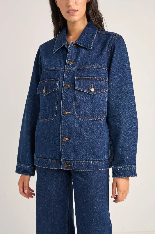 Women's Transitional Clothes Mid Season Sale Demi Oversized Denim Jacket Indigo