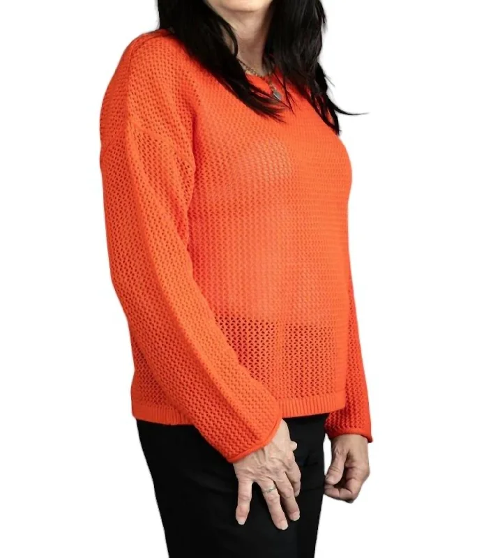 Casual Apparel For Women Celebrate With Big Savings Holey Sweater In Orange