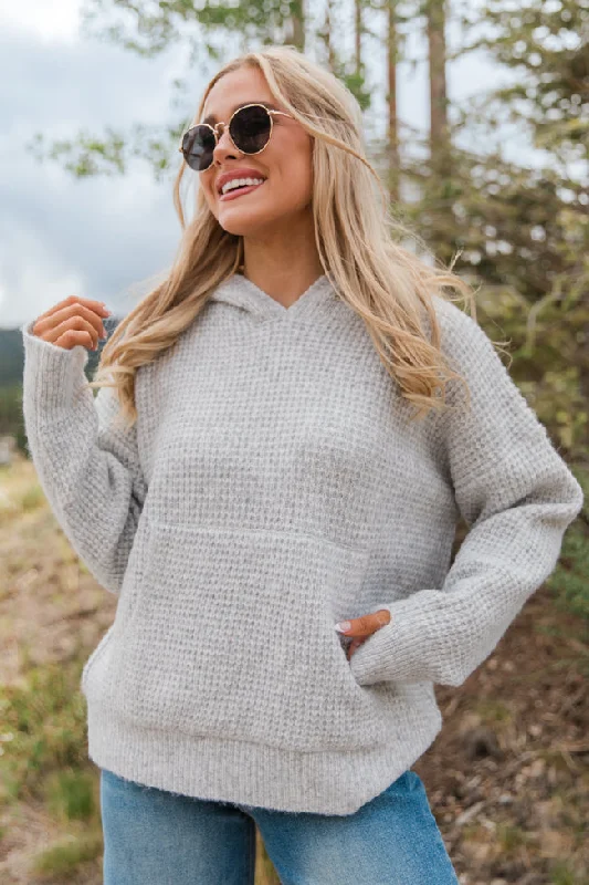 Women's Active Clothing Trend Alert Found Your Love Grey Oversized Waffle Hooded Sweater