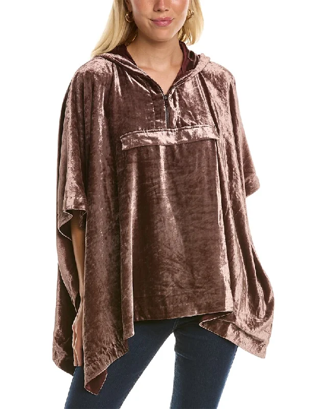 Timeless Women's Apparel Trendsetter's Closet Brunello Cucinelli Velvet Silk-Blend Poncho