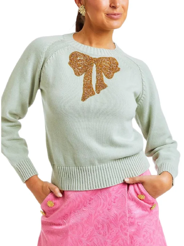 Fashionable Women's Clothing Exclusive Sale Delilah Bow Sweater In Mint