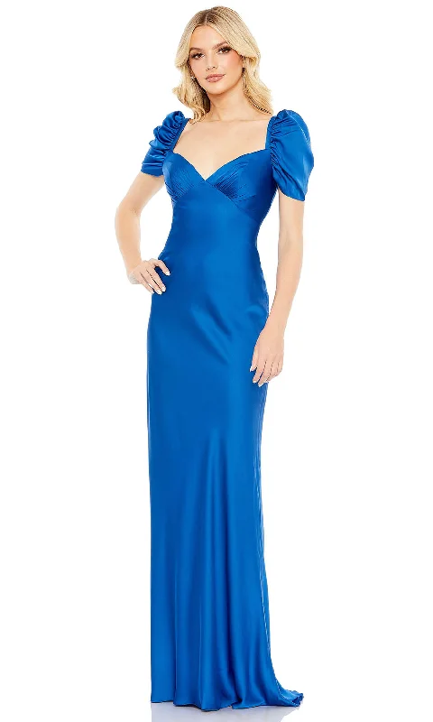 Women's Relaxed Clothes Holiday Attire Sale Ieena Duggal 68332 - V-Neck Satin Evening Dress