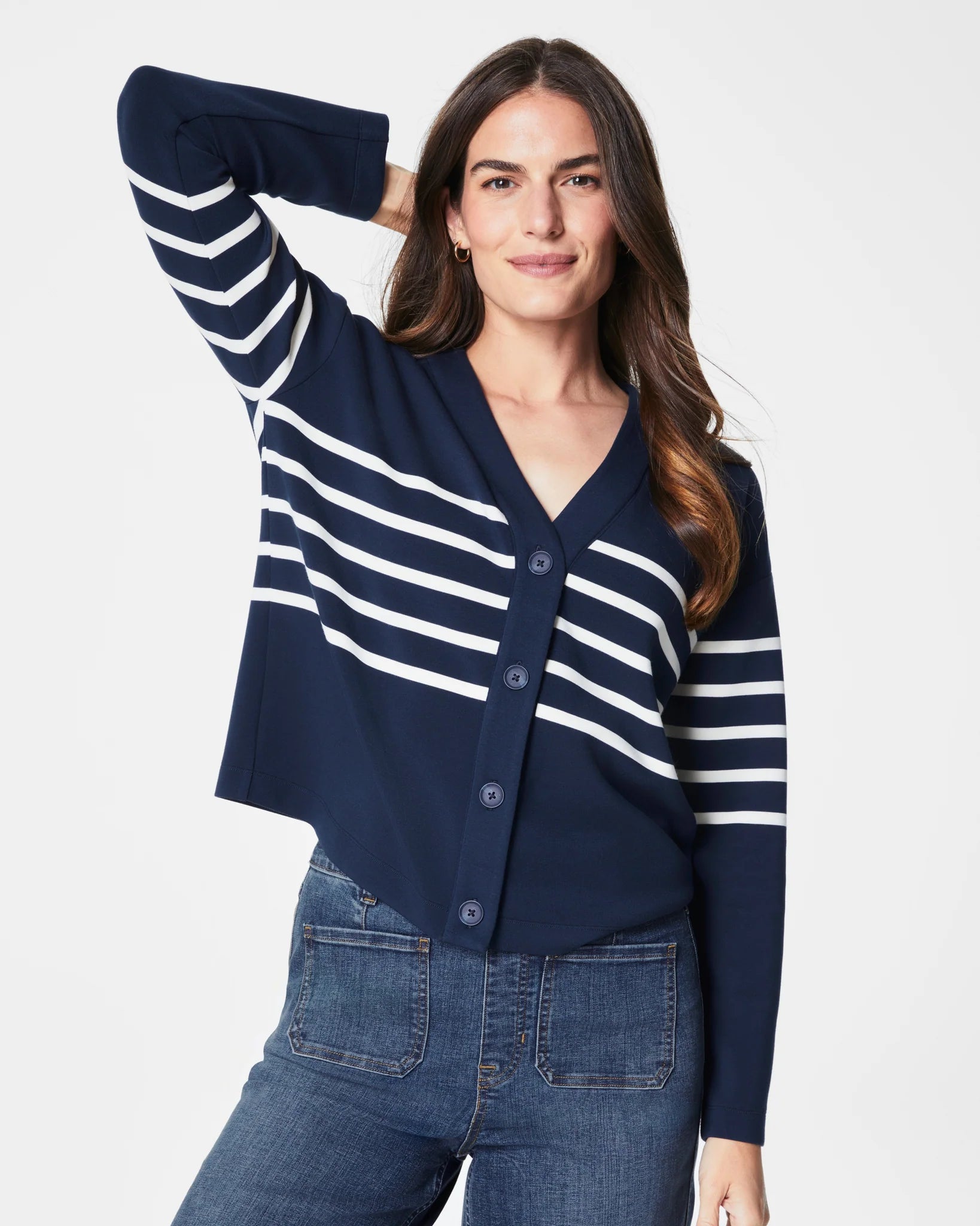 Women's Functional Outdoor Garments City Fashion AirEssentials Stripe V-Neck Cardigan