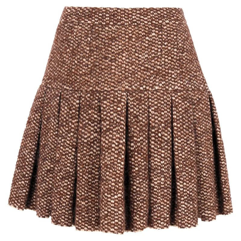 Women's Athletic Clothes Final Clearance Dolce & Gabbana Pleated Mini Skirt in Brown Acrylic