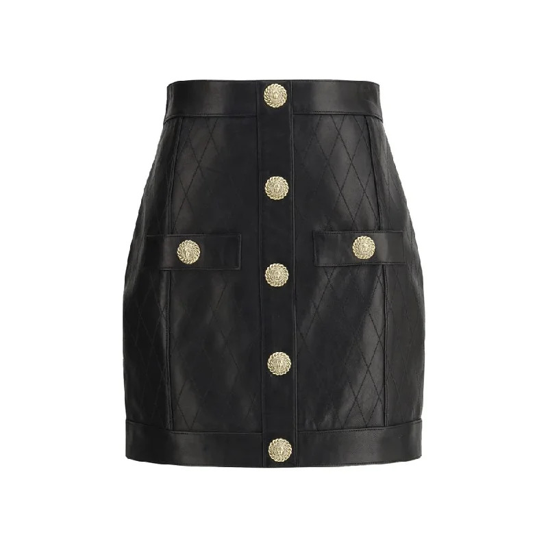 Chic Women's Garments Casual Fashion Balmain Leather Women's Miniskirt