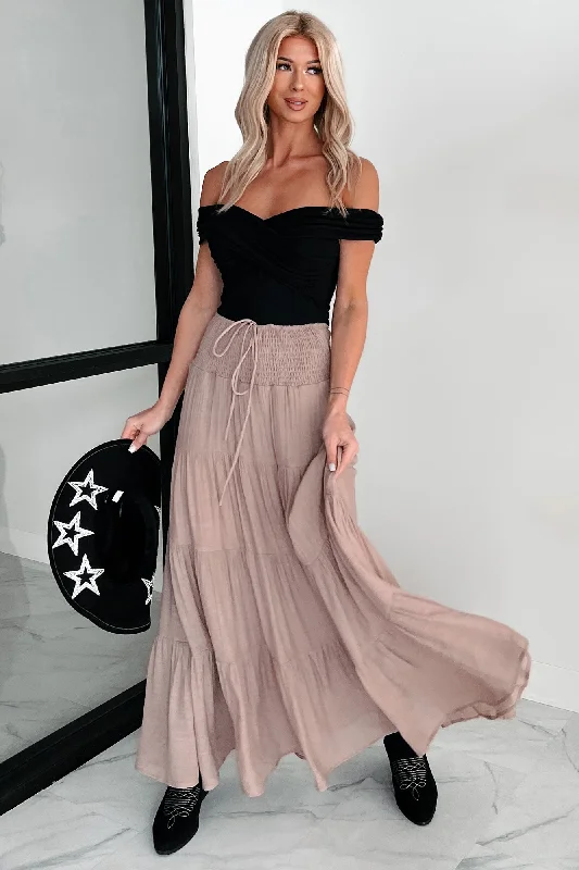 Women's Active Clothing Women's Fashion Hotspots Simply Content Tiered Maxi Skirt (Taupe)