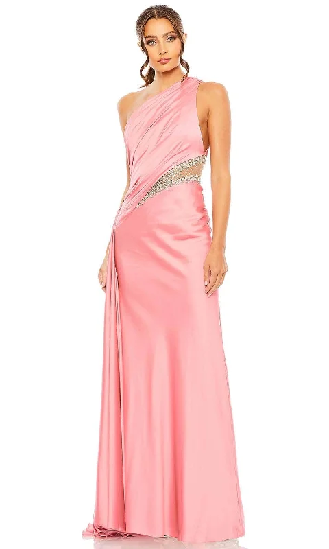 Women's Contemporary Apparel Fashion Essentials Mac Duggal 2210 - Asymmetric Satin Long Dress