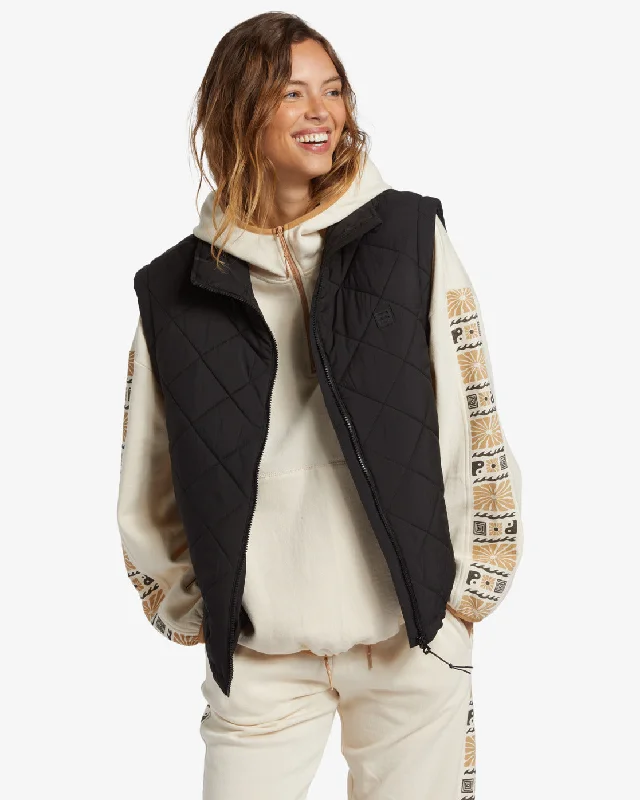 Women's Apparel Luxury Style Billabong Transport Puffer Vest-Black