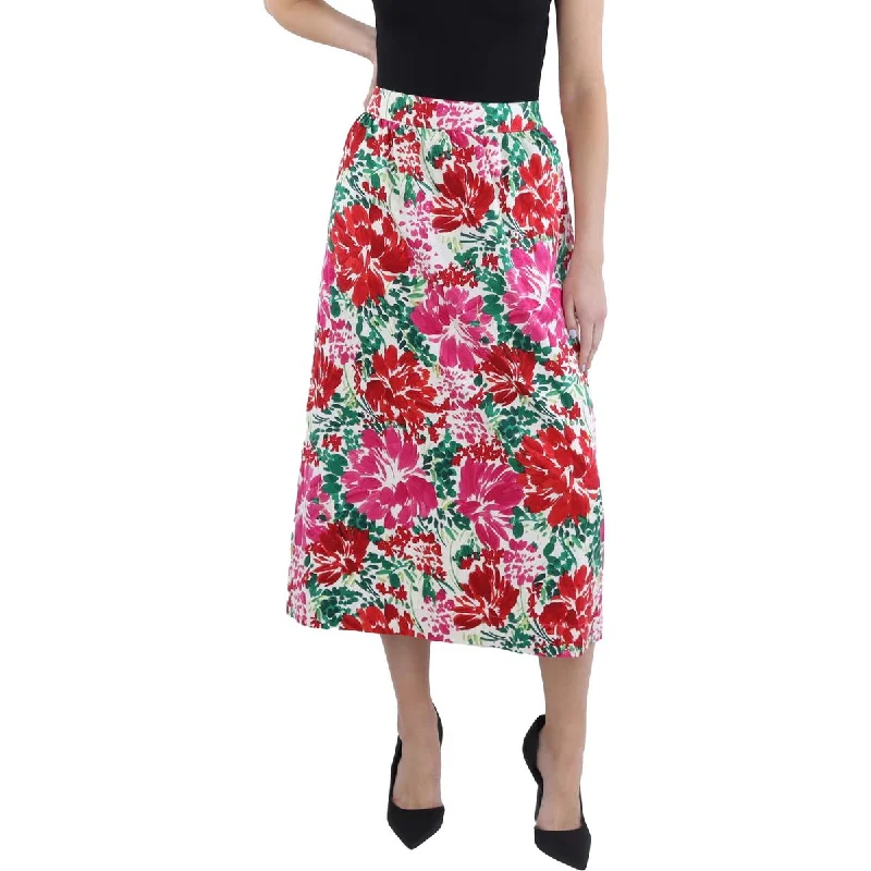 Women's Evening Clothing Dive Into Trendy Styles Womens Floral Print Elastic Waist A-Line Skirt