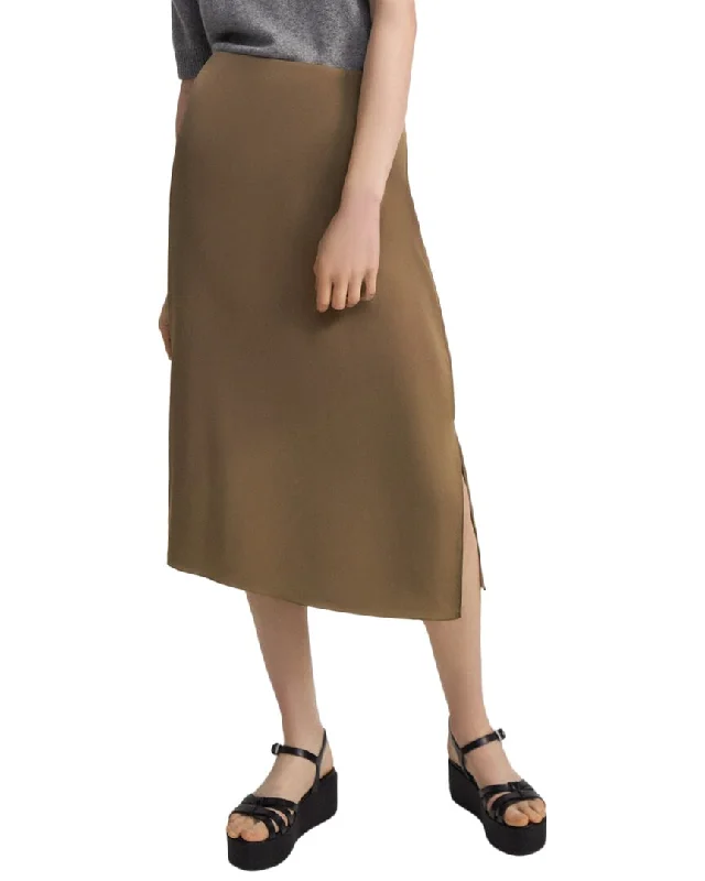 Women's Fashionable Clothing Sets Trendy Urban Attire Theory Silk Double Slit Slip Skirt