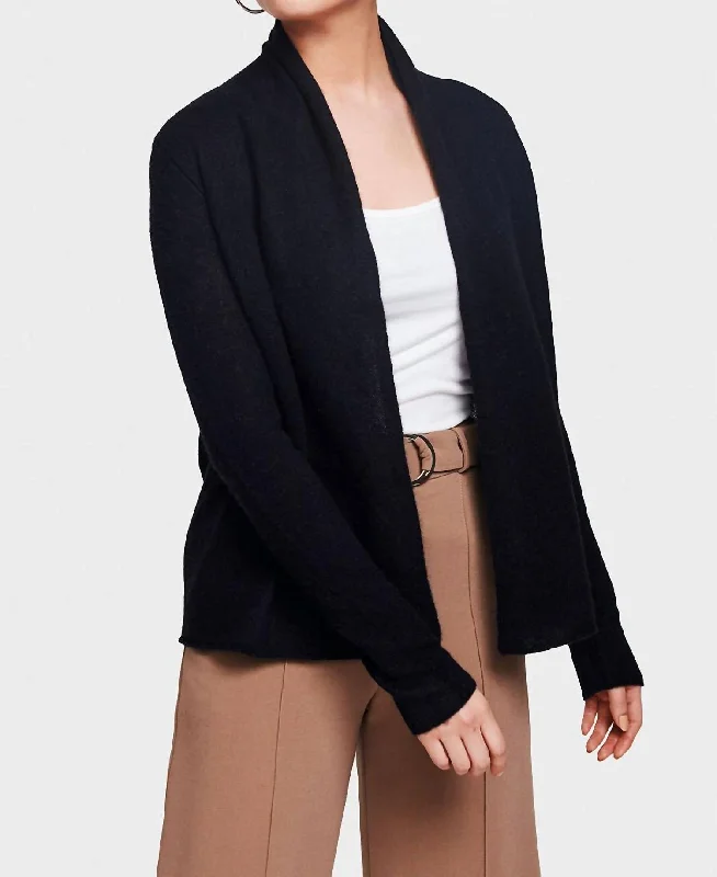 Women's Stylish Professional Apparel Day-To-Night Styles Mini Trapeze Cashmere Cardigan In Black