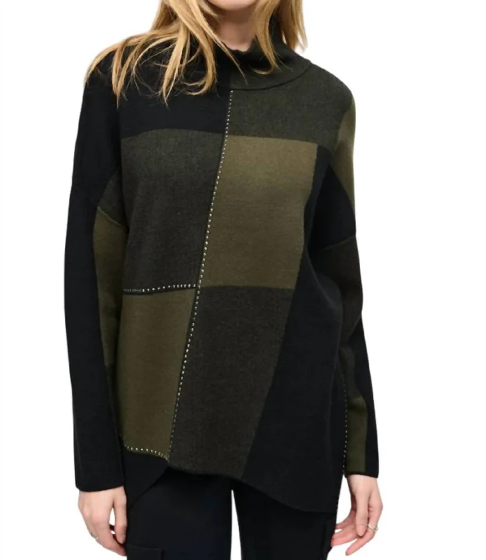 Women's Work Apparel Best Sellers Color-Block Jacquard Knit Pullover In Iguana/black