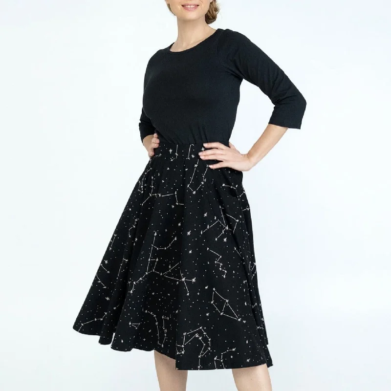 Stylish Women's Outfit Evening Looks Constellations Glow-in-the-dark Twirl Skirt