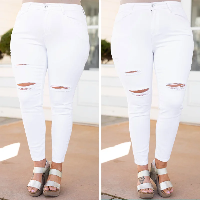 Women's Plus-Size Garments Unbeatable Prices Los Angeles Love Jeans, White