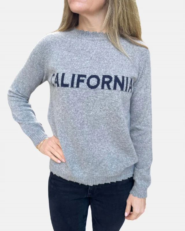 Women's Clothes For Work Events Mega Sale California Cashmere Crew Sweater In Slate And Beluga